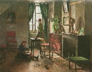 Harriet Backer Interior med figurer oil